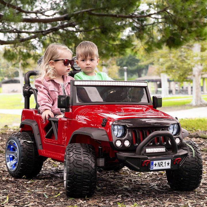 Trail Explorer 24V Kids Ride on Truck with Parental Control Remote, LED Foam Wheels, MP3 + Wireless Music Streaming, Vegan Leather Seats