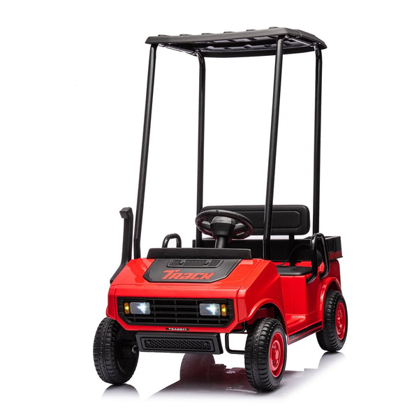 24V Ride on Car, Electric Golf Cart with Ceiling, Ride on Truck with Remote Control, Music, Rear Storage Box, Electric Car for Boys Girls Age 3+, 18.5" Large Seat with Armrests,Red