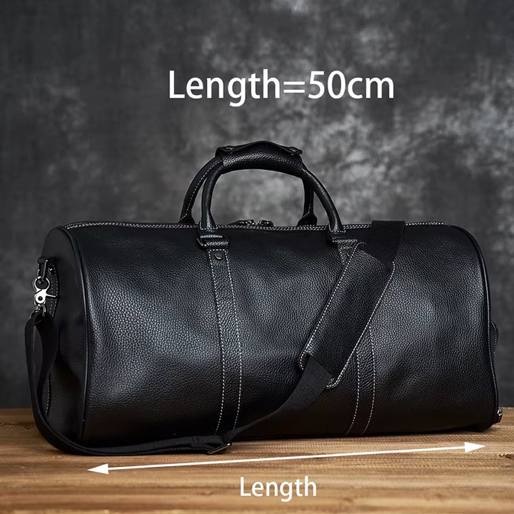 Genuine Leather Men Women Travel Bag Soft Real Leather Cowhide Carry Hand Luggage Bags Travel Shoulder Bag Weekend Bag