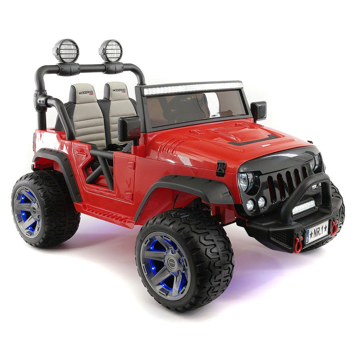 Trail Explorer 24V Kids Ride on Truck with Parental Control Remote, LED Foam Wheels, MP3 + Wireless Music Streaming, Vegan Leather Seats