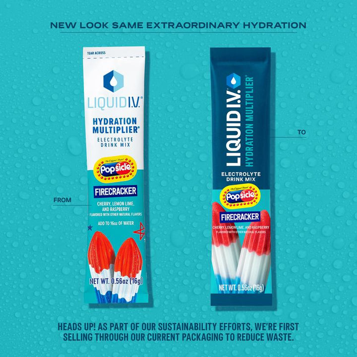 Liquid I.V. Hydration Multiplier - Popsicle Firecracker - Hydration Powder Packets | Electrolyte Powder Drink Mix | Convenient Single-Serving Sticks | Non-Gmo | 1 Pack (16 Servings)