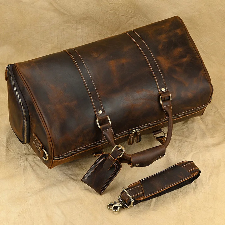 Vintage Genuine Leather Travel Luggage Bag for Man Leather Travel Bag Large Capacity Luggage Bags Male Weekend Handbag