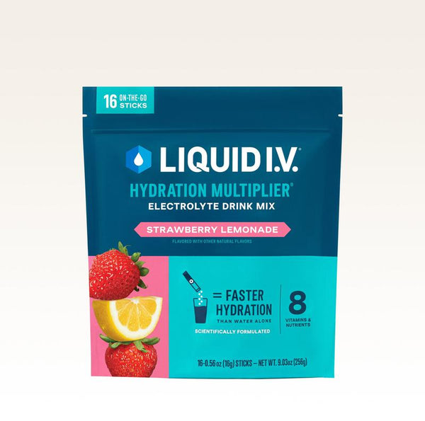 Liquid I.V. Hydration Multiplier - Strawberry Lemonade - Hydration Powder Packets | Electrolyte Powder Drink Mix | Convenient Single-Serving Sticks | Non-Gmo | 1 Pack (16 Servings)​