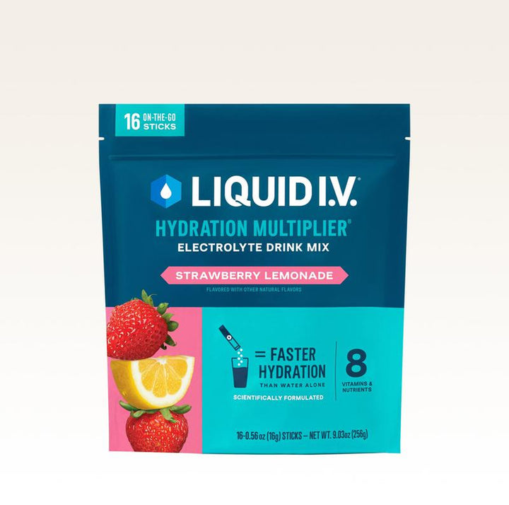 Liquid I.V. Hydration Multiplier - Strawberry Lemonade - Hydration Powder Packets | Electrolyte Powder Drink Mix | Convenient Single-Serving Sticks | Non-Gmo | 1 Pack (16 Servings)​