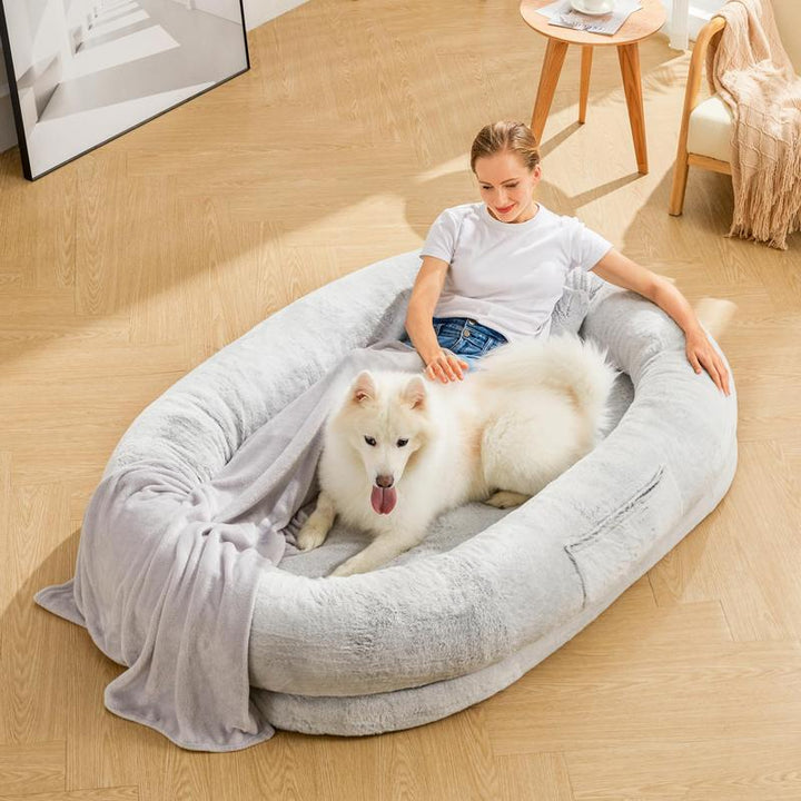 Human Dog Bed - 71''X47''X12.5'' Dog Bed for Humans Size Fits You and Pets, Napping, Faux Fur Plush Dog Bed for Human Adults Doze Off,Adult Size Giant Extra Sized for Kid