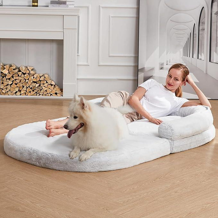 Human Dog Bed - 71''X47''X12.5'' Dog Bed for Humans Size Fits You and Pets, Napping, Faux Fur Plush Dog Bed for Human Adults Doze Off,Adult Size Giant Extra Sized for Kid