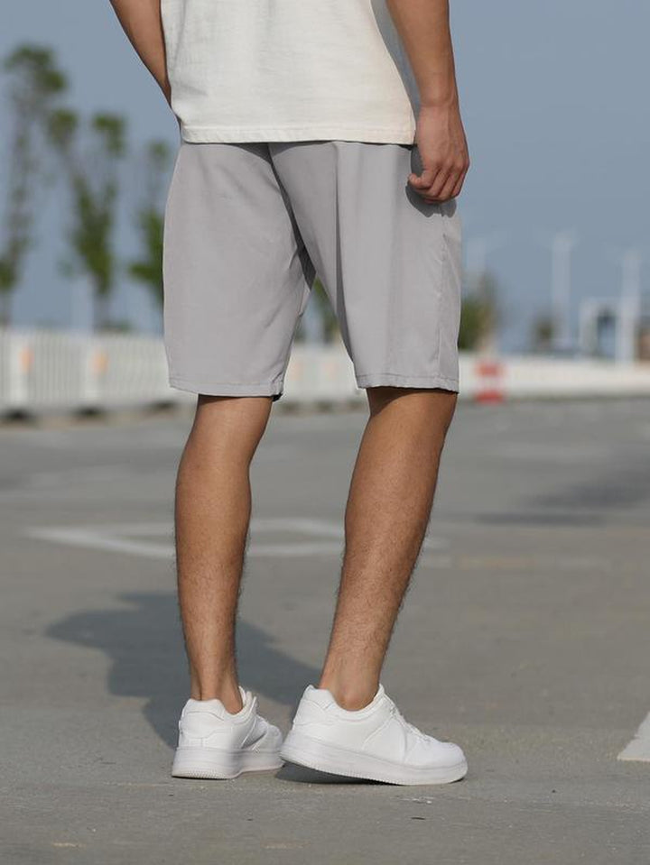 Men'S Pocket Drawstring Waist Shorts, Regular Fit Casual Solid Straight Leg Shorts, Summer Clothes Streetwear