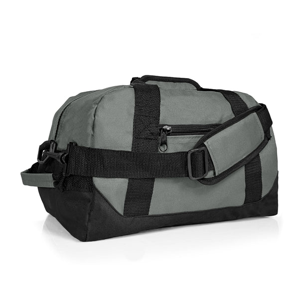 14" Small Duffel Bag Gym Duffle Two Tone in Gray with Shoulder Strap