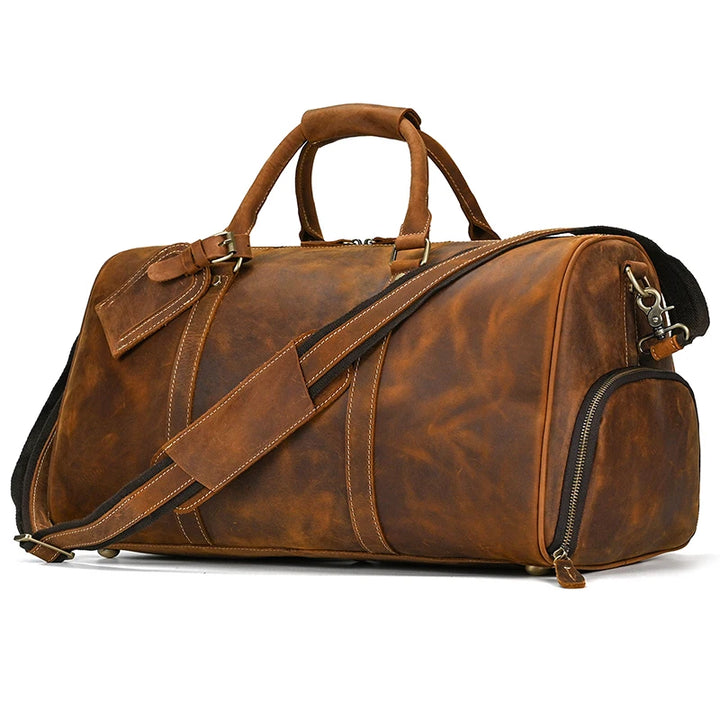 Vintage Genuine Leather Travel Luggage Bag for Man Leather Travel Bag Large Capacity Luggage Bags Male Weekend Handbag