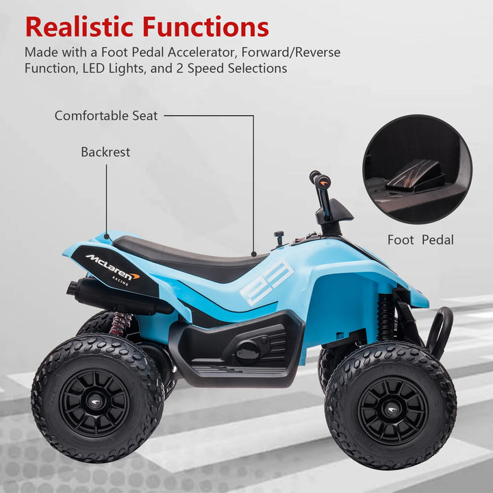 Kids Ride on ATV, 24V Battery Powered Kids Electric Vehicle, 4 Wheeler Quad W/Headlights,Mp3,Usb,Volume Control, Large Seat, Electric Ride on Toys Best Gifts for 18-36 Months Boys and Girls