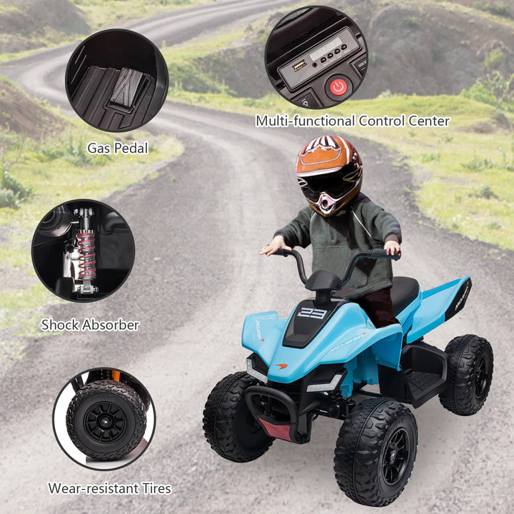 Kids Ride on ATV, 24V Battery Powered Kids Electric Vehicle, 4 Wheeler Quad W/Headlights,Mp3,Usb,Volume Control, Large Seat, Electric Ride on Toys Best Gifts for 18-36 Months Boys and Girls