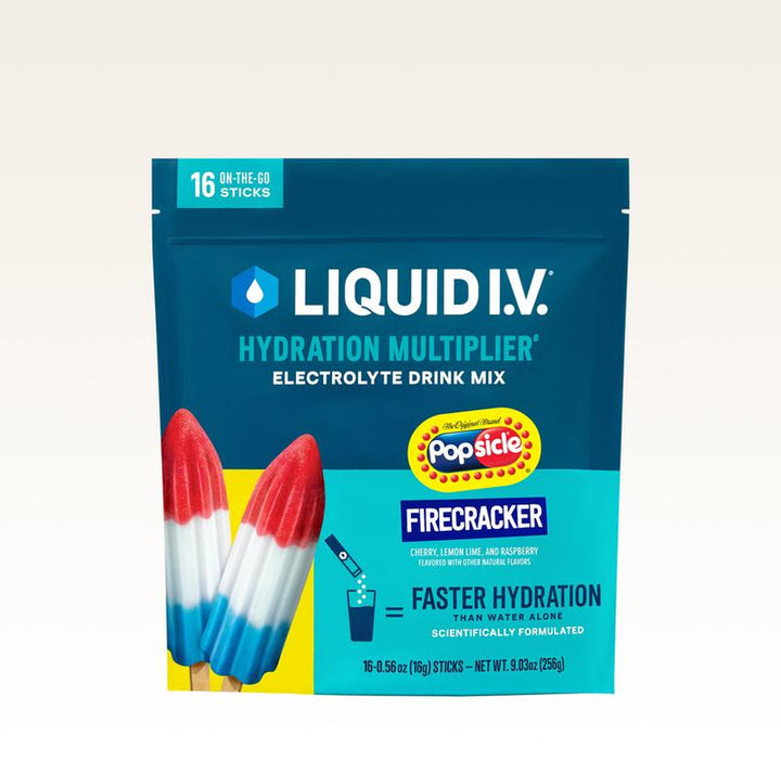 Liquid I.V. Hydration Multiplier - Popsicle Firecracker - Hydration Powder Packets | Electrolyte Powder Drink Mix | Convenient Single-Serving Sticks | Non-Gmo | 1 Pack (16 Servings)