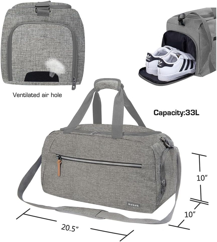 Gym Duffel Bag, Gym Bag with Waterproof Shoe Pouch, Weekend Travel Bag with a Water-Resistant Insulated Pocket