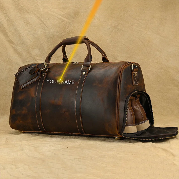 Vintage Genuine Leather Travel Luggage Bag for Man Leather Travel Bag Large Capacity Luggage Bags Male Weekend Handbag