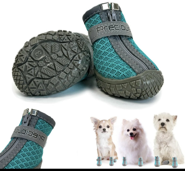 Dog Boots Breathable Dog Shoes for Medium Large Dogs, Anti-Slip Dog Booties Paw Protector for for Hot Pavement Winter Snow Hiking with Reflective Straps 4PCS