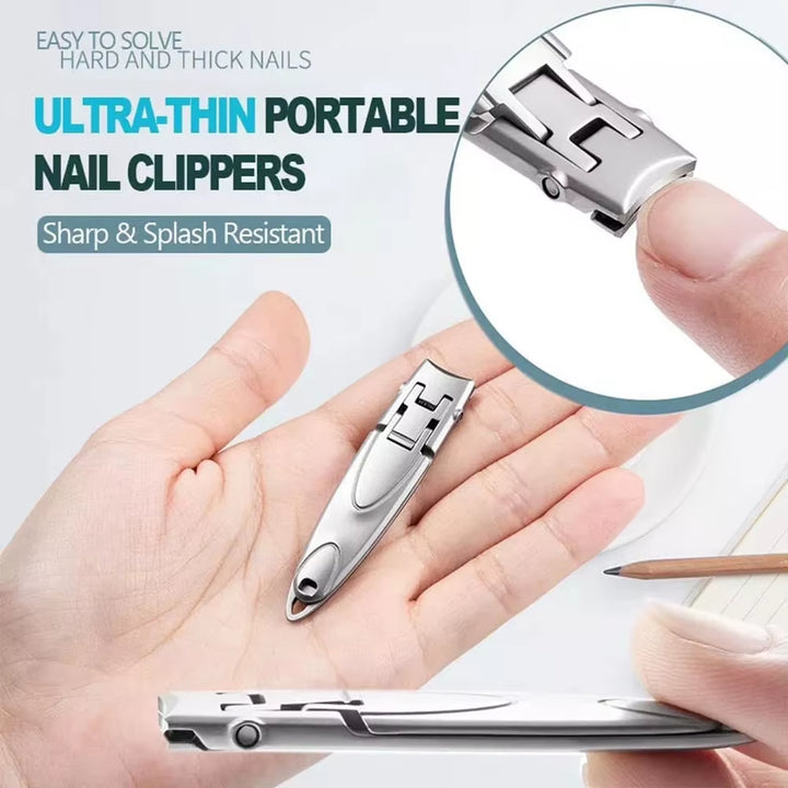 Ultra-Thin Portable Nail Clippers Stainless Steel Anti-Splash Nail Clippers Manicure Tools