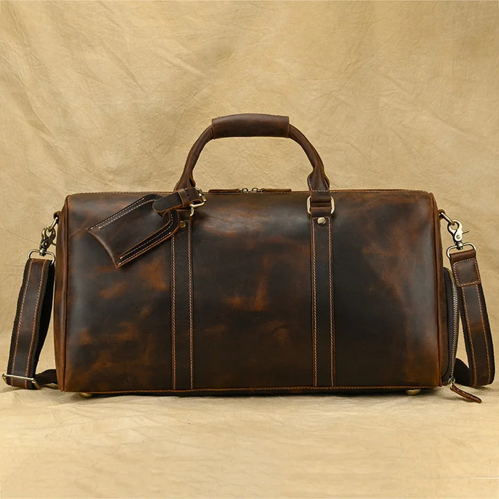 Vintage Genuine Leather Travel Luggage Bag for Man Leather Travel Bag Large Capacity Luggage Bags Male Weekend Handbag