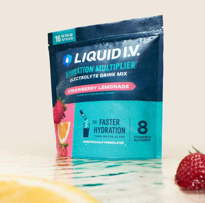 Liquid I.V. Hydration Multiplier - Strawberry Lemonade - Hydration Powder Packets | Electrolyte Powder Drink Mix | Convenient Single-Serving Sticks | Non-Gmo | 1 Pack (16 Servings)​