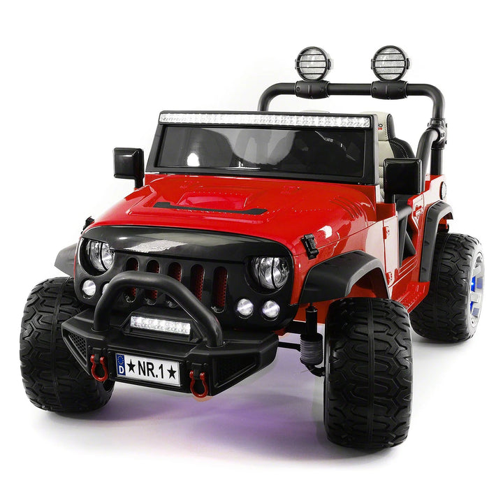 Trail Explorer 24V Kids Ride on Truck with Parental Control Remote, LED Foam Wheels, MP3 + Wireless Music Streaming, Vegan Leather Seats