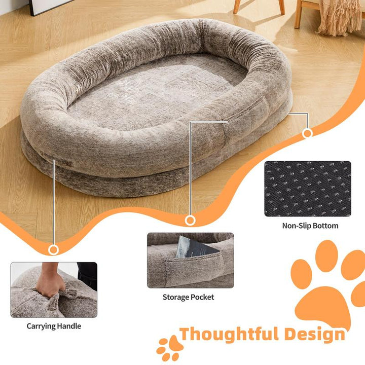 Human Dog Bed - 71''X47''X12.5'' Dog Bed for Humans Size Fits You and Pets, Napping, Faux Fur Plush Dog Bed for Human Adults Doze Off,Adult Size Giant Extra Sized for Kid