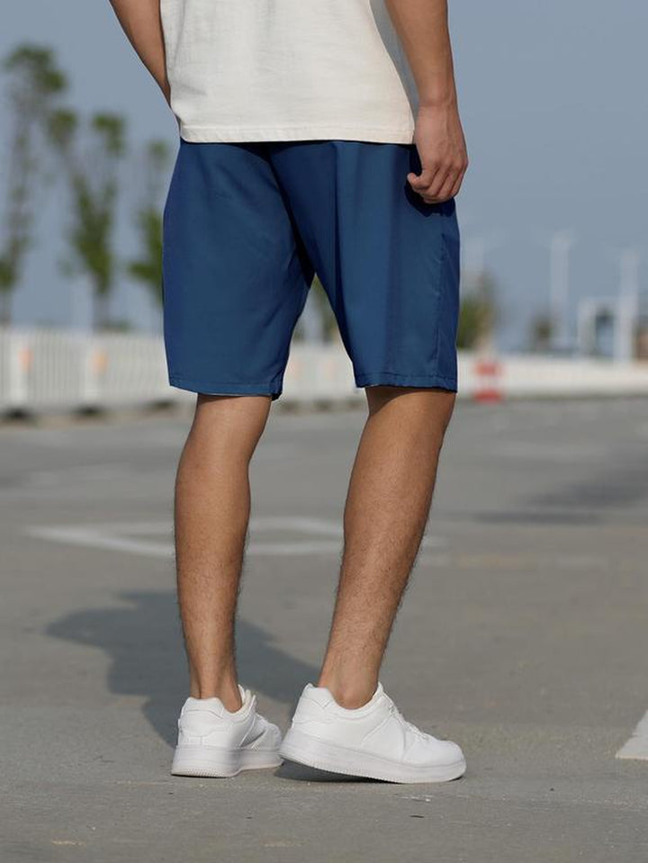 Men'S Pocket Drawstring Waist Shorts, Regular Fit Casual Solid Straight Leg Shorts, Summer Clothes Streetwear