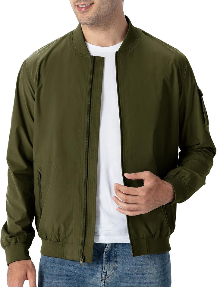 Men'S Lightweight Bomber Jackets Light Track Jackets Casual Summer Windbreaker Outdoor Golf Fashion Coat for Men