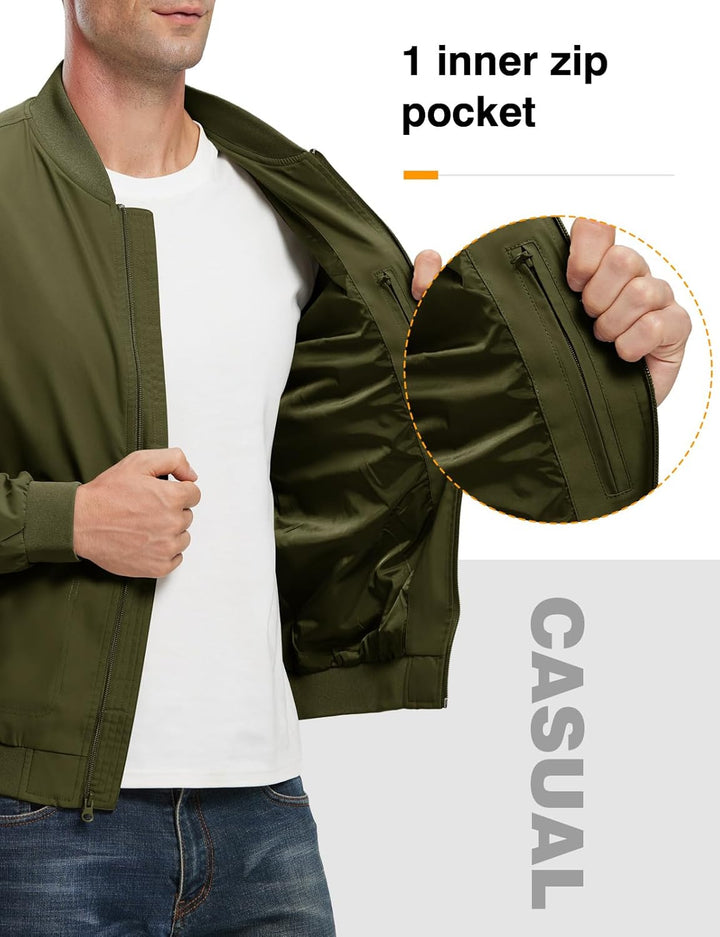 Men'S Lightweight Bomber Jackets Light Track Jackets Casual Summer Windbreaker Outdoor Golf Fashion Coat for Men