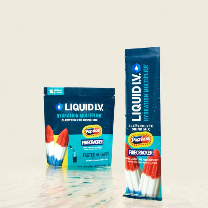 Liquid I.V. Hydration Multiplier - Popsicle Firecracker - Hydration Powder Packets | Electrolyte Powder Drink Mix | Convenient Single-Serving Sticks | Non-Gmo | 1 Pack (16 Servings)