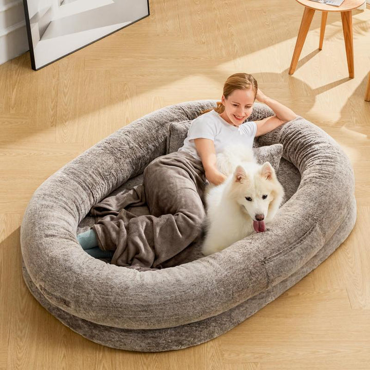 Human Dog Bed - 71''X47''X12.5'' Dog Bed for Humans Size Fits You and Pets, Napping, Faux Fur Plush Dog Bed for Human Adults Doze Off,Adult Size Giant Extra Sized for Kid