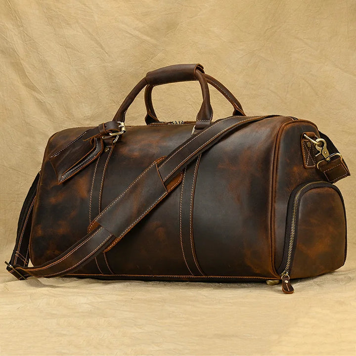 Vintage Genuine Leather Travel Luggage Bag for Man Leather Travel Bag Large Capacity Luggage Bags Male Weekend Handbag