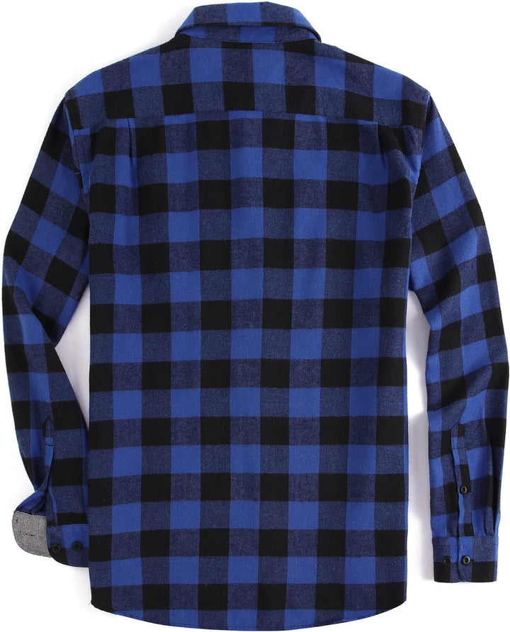 Mens Button down Shirts Regular Fit Long Sleeve Casual Plaid Flannel Shirt