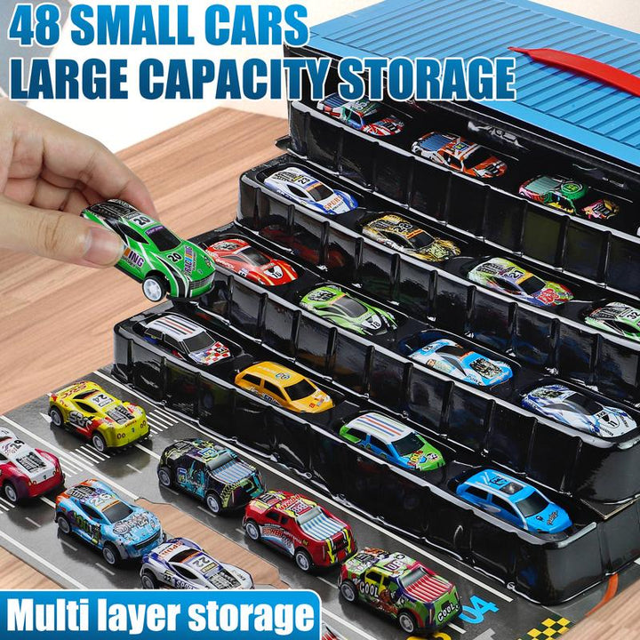 48-Piece Pull Back Car Toy Set with Garage Box – Race Car Collection for Kids – Toys for Boys and Girls