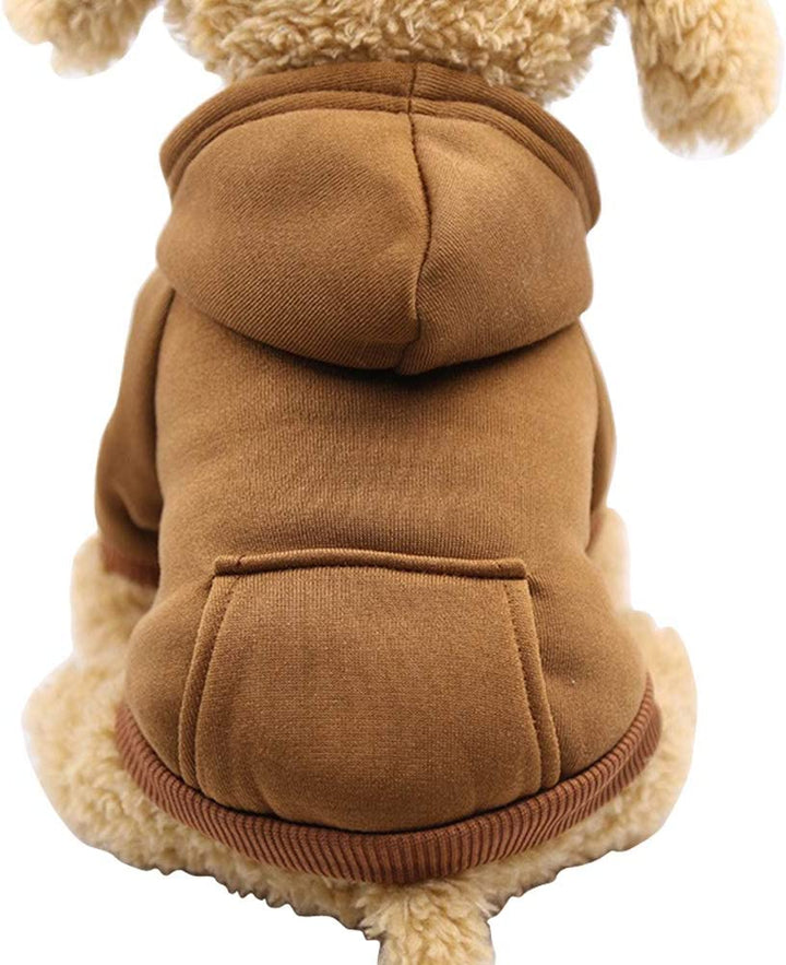 Winter Hoodie Sweatshirts with Pockets Warm Clothes for Small Dogs Chihuahua Coat Clothing Puppy Cat Custume (Xx-Small, Coffee)