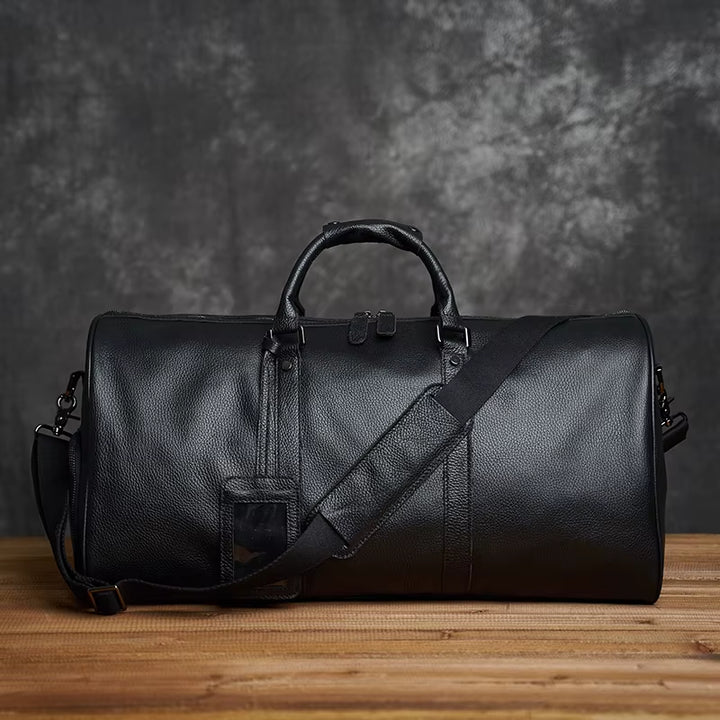 Genuine Leather Men Women Travel Bag Soft Real Leather Cowhide Carry Hand Luggage Bags Travel Shoulder Bag Weekend Bag