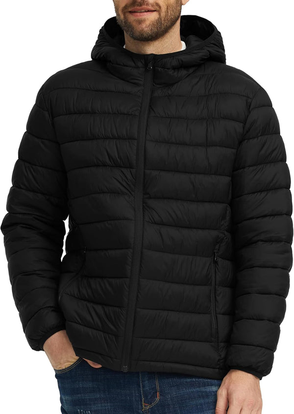 Men'S Lightweight Winter Jackets Warm Puffer Jacket Quilted Winter Coat with Hood