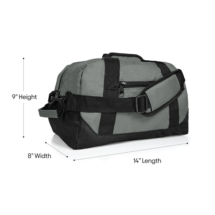 14" Small Duffel Bag Gym Duffle Two Tone in Gray with Shoulder Strap