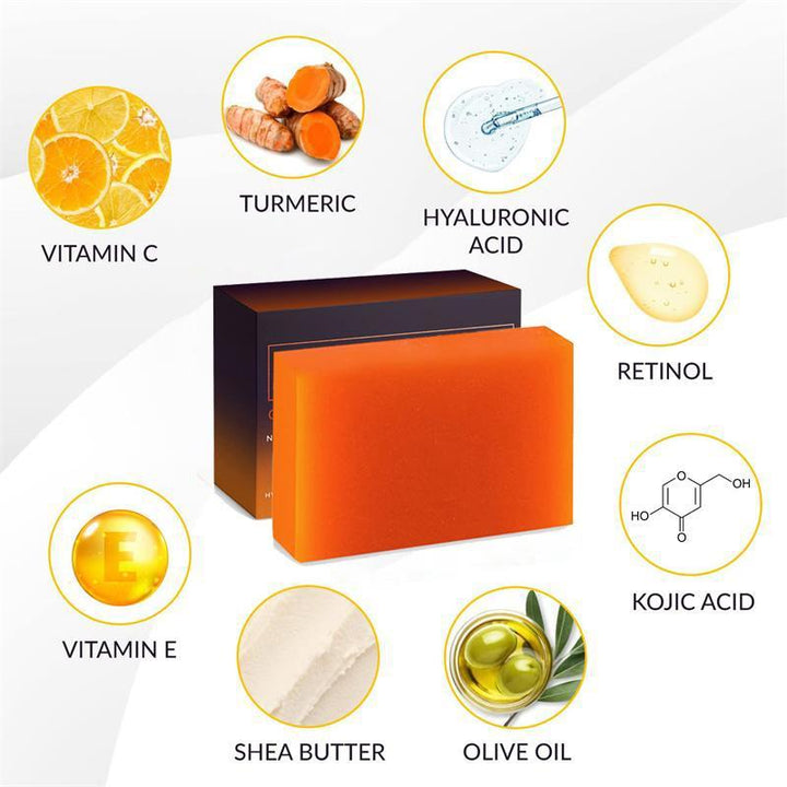 Kojic Acid Soap Bars with Vitamin C, Retinol, Collagen, Turmeric, Vitamin E, Shea Butter, Castile Olive Oil, Cleansing and Rejuvenating Skin, Summer Gifts