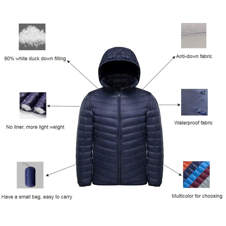 Plus Size down Coats 10XL 11XL Duck down Jacket Men Autumn Winter Jacket Men Hooded Waterproof down Jackets Male Warm down Coat