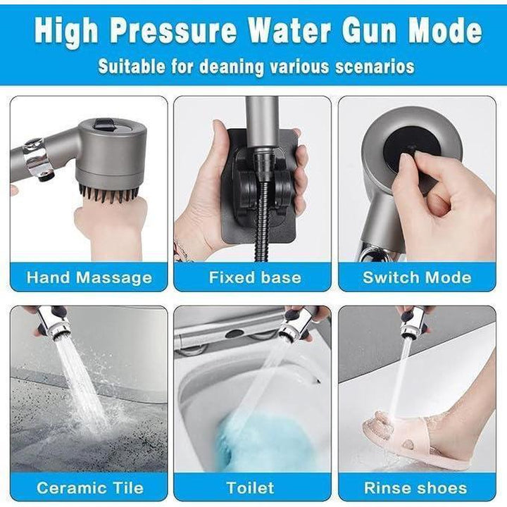 High with Handheld,High Flow Even with Low -Hand Held Showerhead Set,3 Modes Filtered Showerhead with Replacement Hose/Bracket/Cotton Filters,Detachable Spray Mode,Gray with Filter Hard High High- Handheld High Filtered Handheld Power Wash Hard