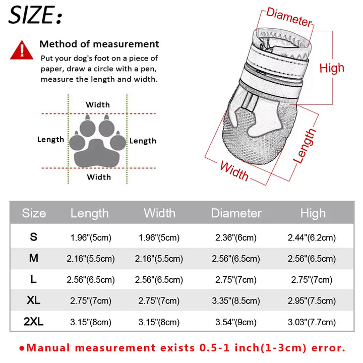 4Pcs Dog Shoes for Large Dogs Waterproof Pet Snow Boot Reflective Winter Dogs Shoes Socks Pet Footwear Non-Slip for Pitbull