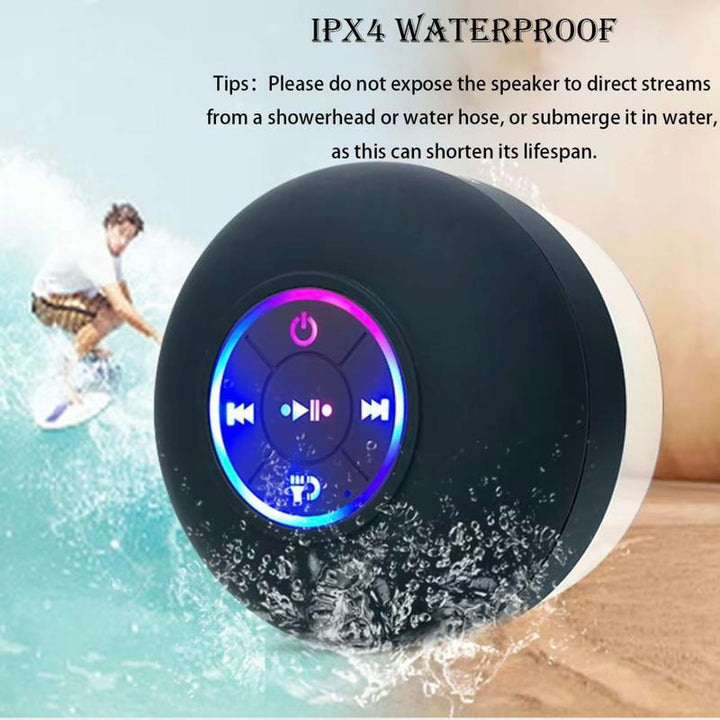 【FREE SHIPPING】 Waterproof Bluetooth Shower Speaker with LED, IPX4 Portable Wireless Hands-Free Mini Speaker, USB Rechargeable for Bath Beach Home - Audio, Smartphone Water Speaker