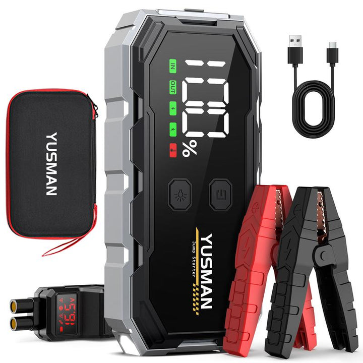 Car Jump Starter, 5000A Peak, (Up to 10.0L Gas or 8.0L Diesel Engine) 12V Auto Boost Battery Charger Jumper, Fast Charger Smart Jumper with LED Screen Jump Starter Multi-Functional Auto Car Battery Jumo Starter