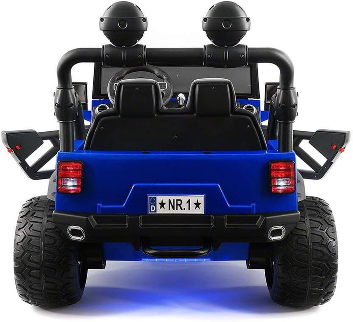 2021 12 Volt Explorer Truck Battery Powered Led Wheels 2 Seater Children Ride on Toy Car for Kids Leather Seat MP3 Music Player with FM Radio Bluetooth R/C Parental Remote