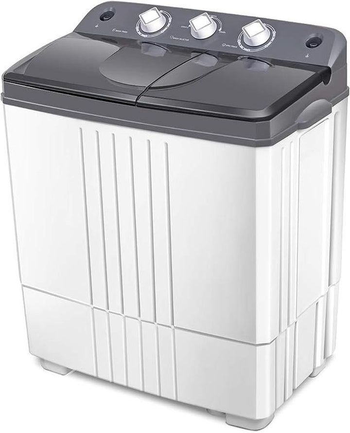 【Costway】- Twin Tub Washer and Dryer Combo, 20Lbs Capacity (12Lbs Washing and 8Lbs Spinning) Washing Machine, Compact Portable Mini Laundry Washer for Apartment, Semi-Automatic, Inlet and Drain Hose