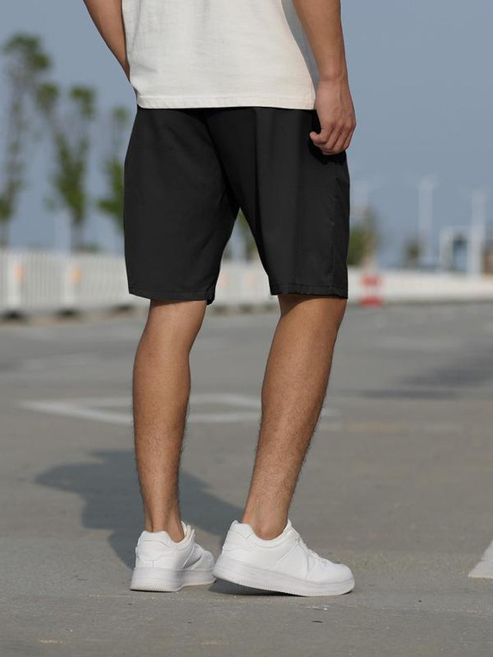 Men'S Pocket Drawstring Waist Shorts, Regular Fit Casual Solid Straight Leg Shorts, Summer Clothes Streetwear