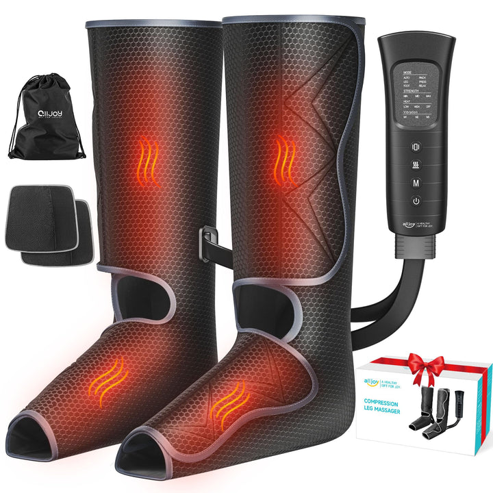 Leg Compression Boots Massager for Circulation and Pain Relief ,Leg Air Compression Foot and Calf Massager with Heat, Leg Stimulation Blood Circulation