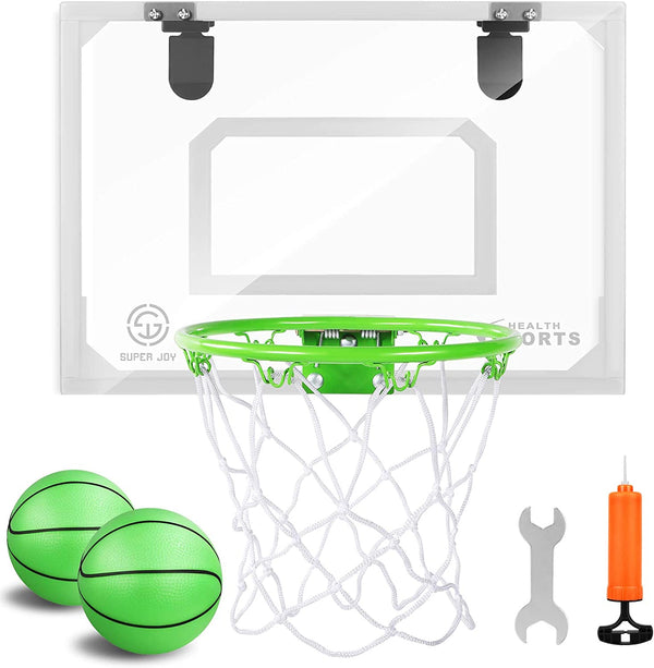 Pro Indoor Mini Basketball Hoop over the Door - Wall Mounted Basketball Hoop Glow in the Dark - Room Basketball Hoop Set with Complete Accessories for Kids & Adults