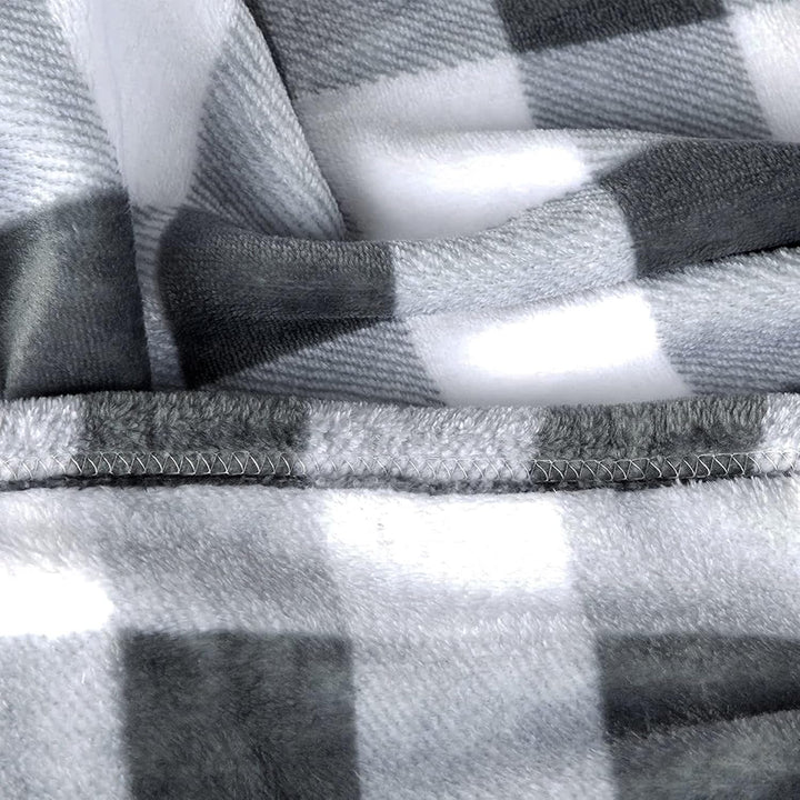 Flannel Fleece Throw Blanket for Couch, Buffalo Plaid Blanket Gray and White, Lightweight Cozy Soft Blanket for Bed Sofa 260GSM, Suitable for All Seasons (Gray White Checkered,60X50Inches)