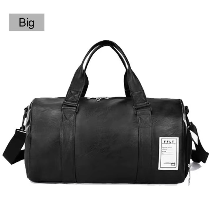 Black Men Travel Duffle Bags Waterproof PU Leather Handbags Shoulder Bag for Women Man Office Tote Large Capacity Weekend Bag X2