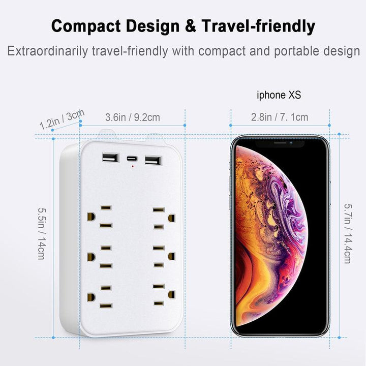 Smart Wall Outlet, Integrated Charging Socket Includes USB Ports & Regular Outlets, Portable & Convenient Charging Accessories for Home Office Travel